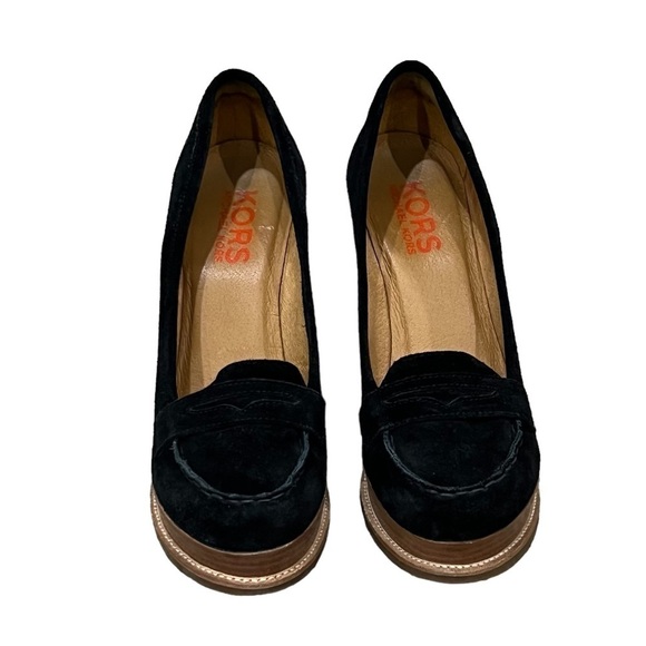 KORS Michael Kors Black Suede Platform Mary Jane Wedge Heels Size 8 Women's - Picture 3 of 8